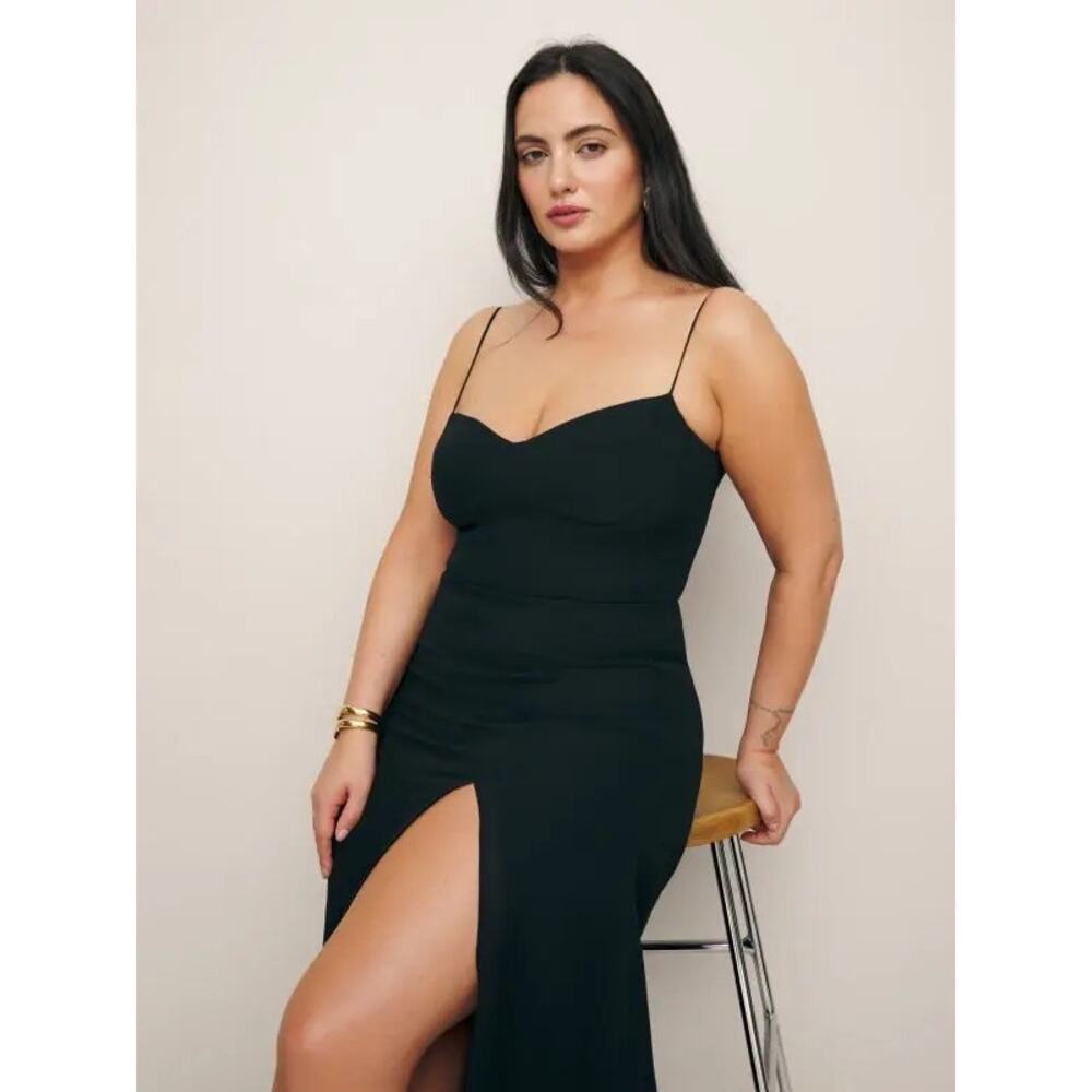 Black Spaghetti Strap Slit Midi Dress - Picture 3 of 12